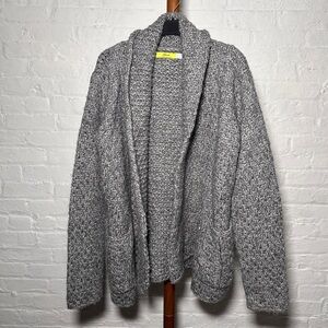 Topman grey heavy knit cardigan sweater coat shawl collar alpaca mohair wool